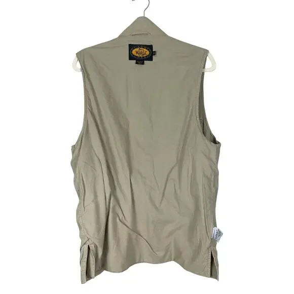 Woolrich Cotton Fishing Vest Pockets Utility Cargo Khaki Men's Size XS Outdoors - Picture 10 of 15